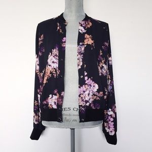 Lightweight floral bomber jacket